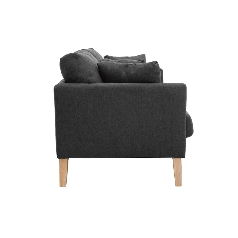 Miliboo Canapé scandinave déhoussable 3 Places en Tissu Gris foncé et Bois Clair Oslo