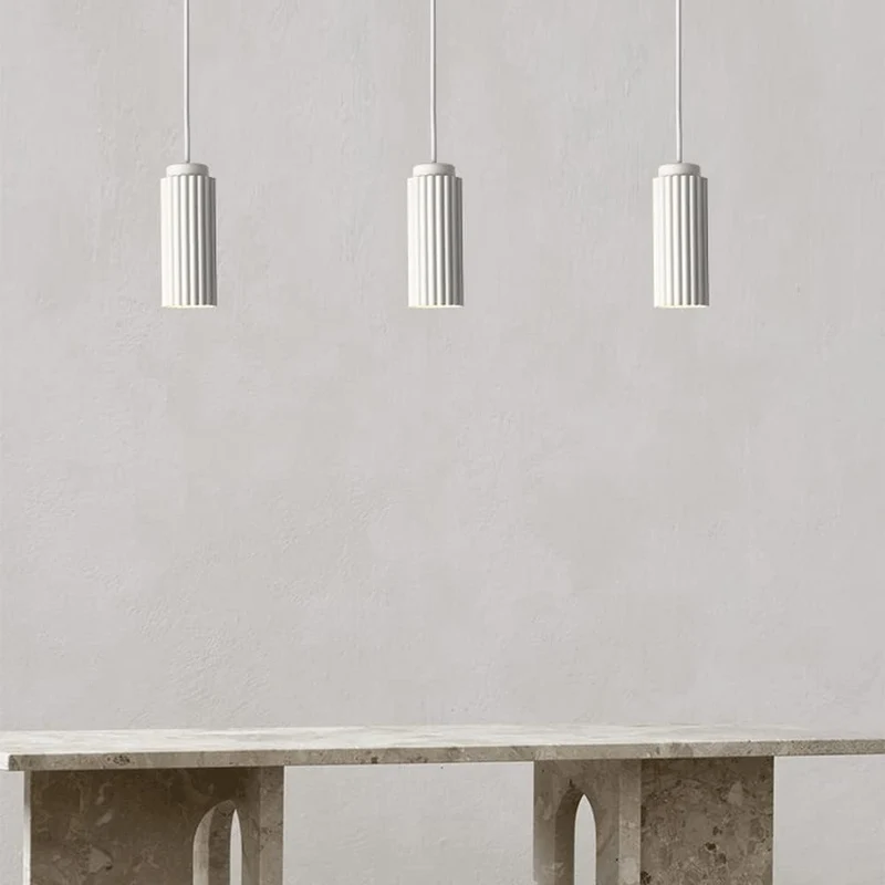 NAKEAH Plafonnier cylindrique en fer forgé suspendu avec cordon réglable pour restaurant, bar, salle à manger, salon, lumière du jour (lot de 1) (6000kwhitelight White)