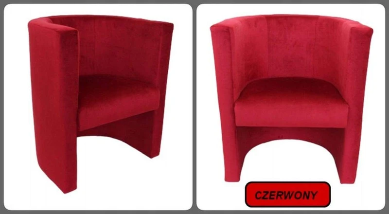 MartHome Chaise Rembourrée Club Vero, Fauteuil Cocktail, Fauteuil Club en Velours Côtelé Parfait pour Le Bureau, Le Salon, l'Hôtel - Mobilier d'Assise Polyvalent, Pouf Fauteuil (Rouge)