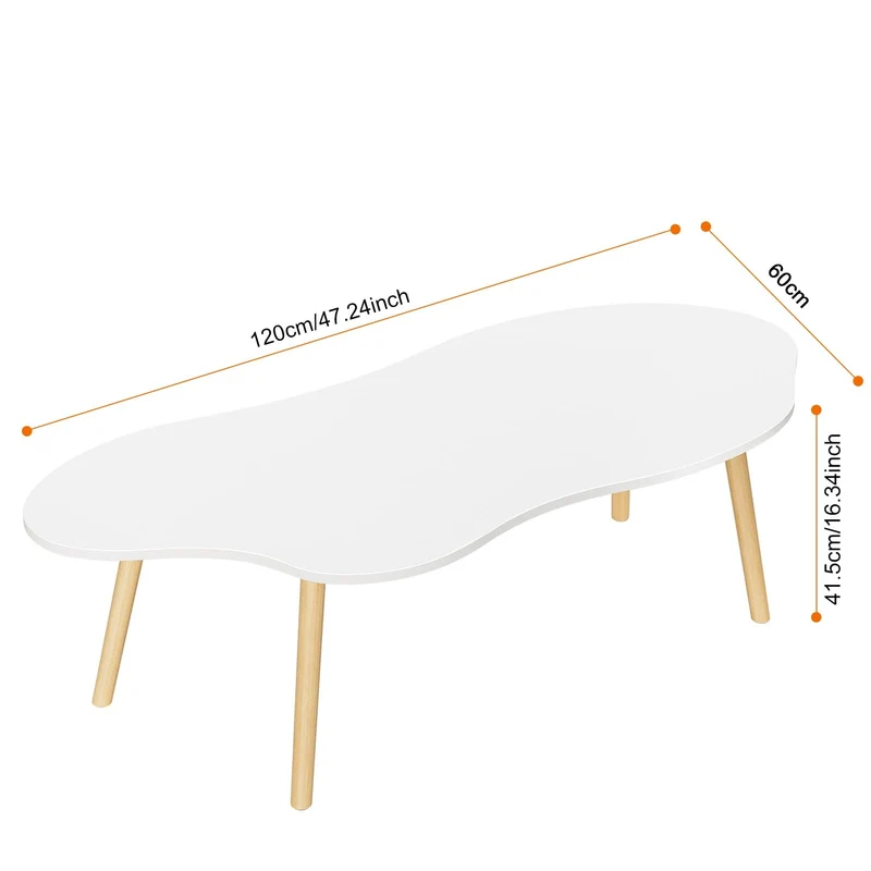 Yokawe Table basse moderne en forme de nuage pour salon, petite table centrale avec 4 pieds, pour espaces compacts et décoration du milieu du siècle, blanche, 80 cm