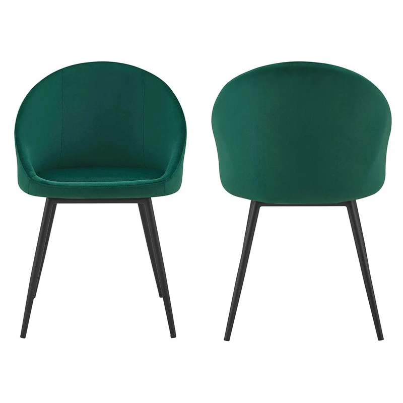 Happy Garden Lot de 2 chaises Vintage Diane en Velours Vert, Pieds en métal