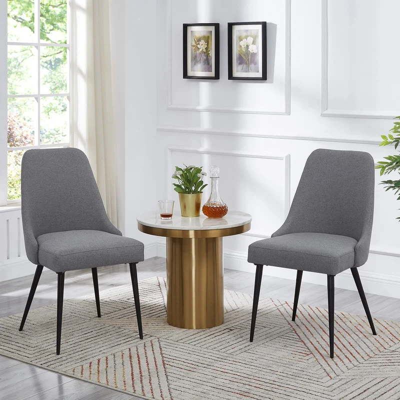 Ball & Cast Chaises de Cuisine rembourrées Lot de 2, chaises de Salle à Manger Modernes, chaises d'appoint Confortables avec Pieds en métal, Gris