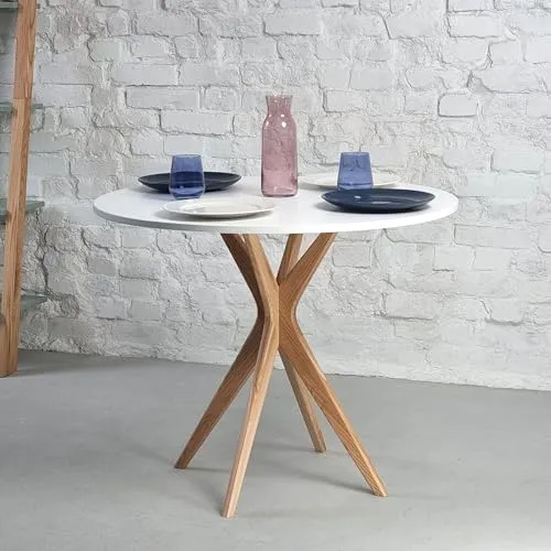 Ragaba Jubi Table à Manger Ronde 80cm Chêne Gris Oerle