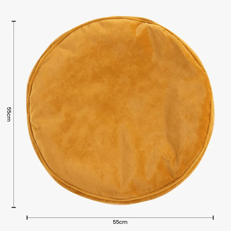 Icon Pouf Rond, Milano, Jaune, Velours, Pouf Repose Pieds, Tabouret Pouf, Salon, Chambre