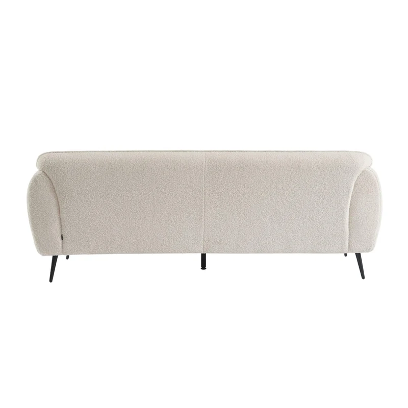 sweeek - Canapé 3 Places Tissu Bouclette crème et Pieds métal Noir