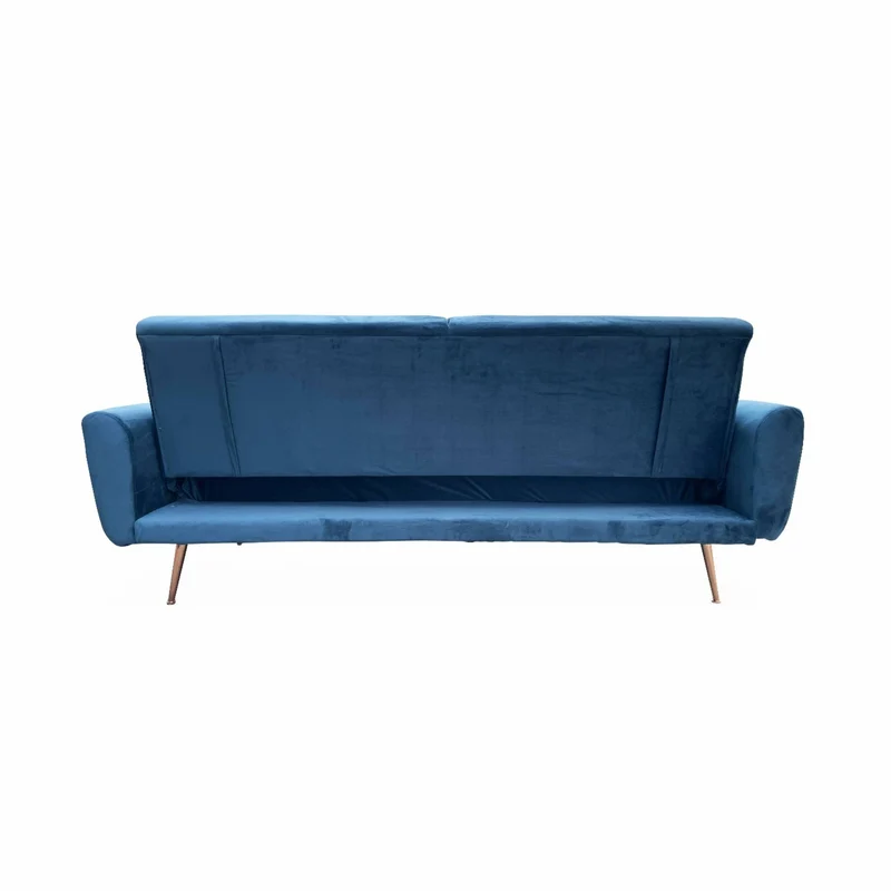 Alice's Home - Canapé Convertible Design en Velours - Oskar - 2-3 Places scandinave Droit avec Pieds Fins Or Rose
