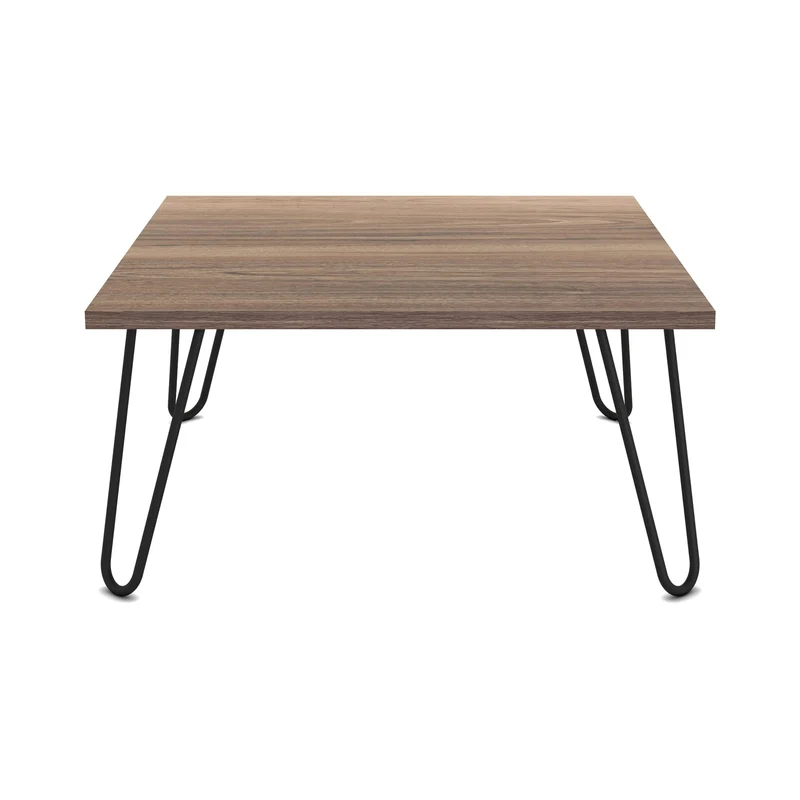 [en.casa] Table Basse Rectangulaire Stylé avec Pieds en Epingle à Cheveux Petite Table d'Appoint Polyvalent pour Salon Panneau de Particules Métal 60 x 60 x 30 Effet Noyer Noir