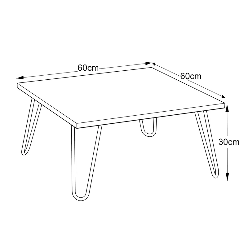 [en.casa] Table Basse Rectangulaire Stylé avec Pieds en Epingle à Cheveux Petite Table d'Appoint Polyvalent pour Salon Panneau de Particules Métal 60 x 60 x 30 Effet Noyer Noir