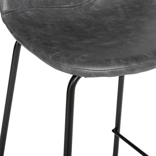 Atmosphera - Lot de 2 tabourets de Bar Vladi Gris Effet Cuir