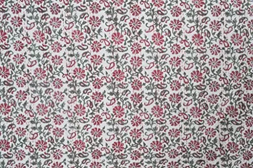 YUVANCRAFTS Couverture de couette en coton Kantha, imprimé main indienne, taille double, rose