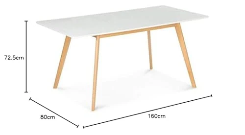 IDMarket - Table scandinave Extensible Rectangle Inga 4-6 Personnes Blanche 120-160 cm