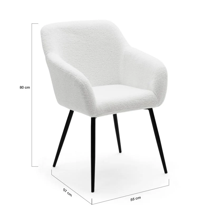 IDMarket - Lot de 2 chaises de Salle à Manger, fauteuils de Table Shelia en Tissu Bouclette