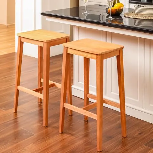 39F FURNITURE DREAM Lot de 2 tabourets de Bar scandinaves avec Chaise en Bois de pin H 73, Bois Naturel