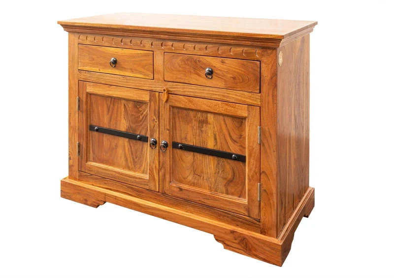 MASSIVMOEBEL24.DE Buffet - Bois Massif d'acacia laqué (Miel) - Style Colonial - Oxford #0424