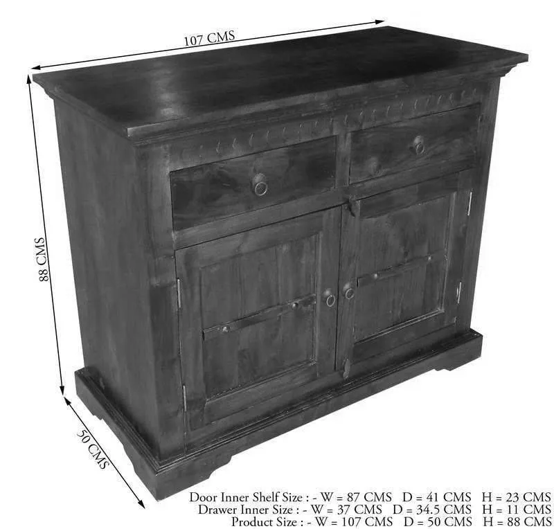 MASSIVMOEBEL24.DE Buffet - Bois Massif d'acacia laqué (Miel) - Style Colonial - Oxford #0424