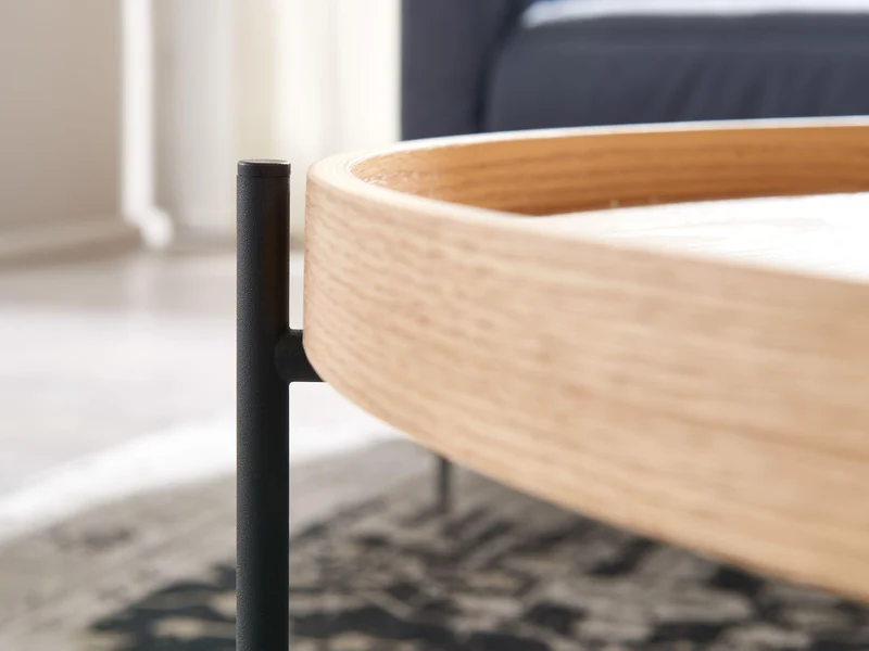WOHNLING Table Basse 78x78x40 cm Table Basse Bois/métal Table de Salon chêne | Table de Chambre Design Ronde Moderne | Table Basse en Bois | Table de Salon