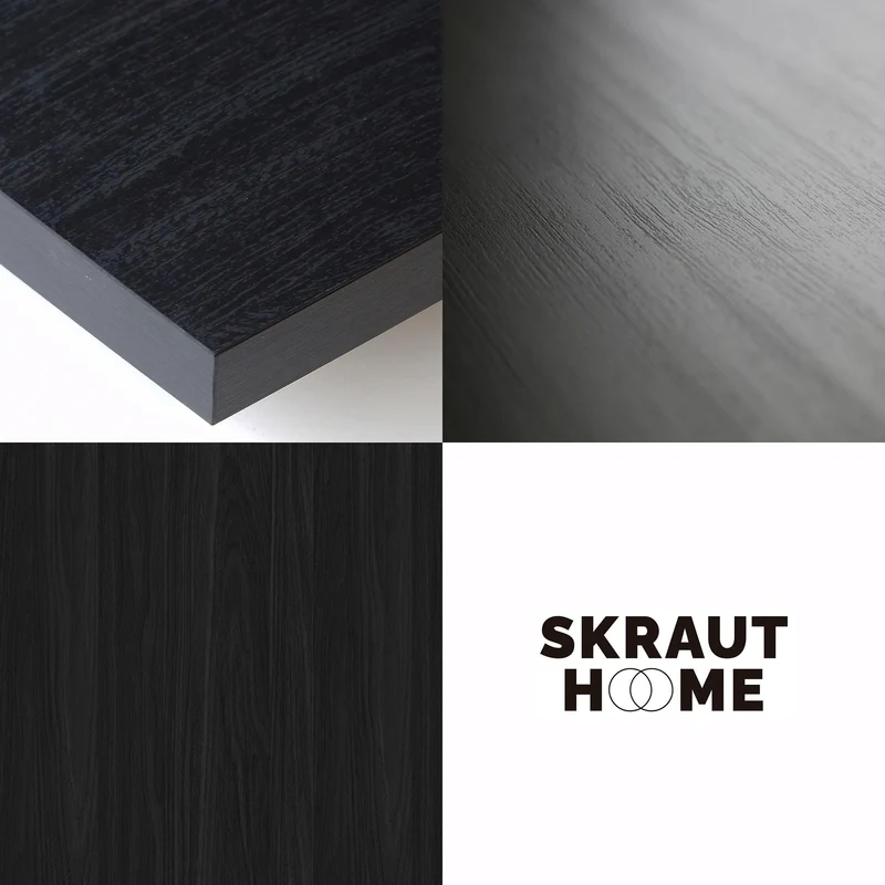 Skraut Home | Table à Manger | Meuble Salle à Manger | 170 | pour 8 Personnes | Pieds en Bois | Style Moderne | Noir