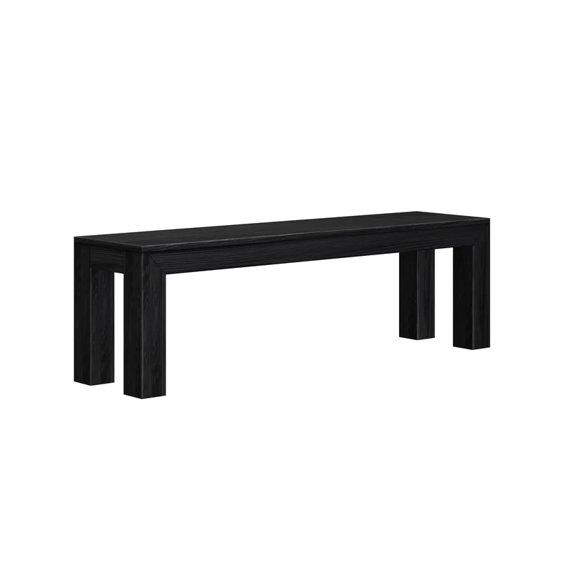 Plank+Beam Banc de salle à manger de 152,4 cm pour salle à manger, banc pour table de cuisine et salle à manger, banc d'extérieur en bois massif, banc d'entrée en bois massif, brosse métallique noire