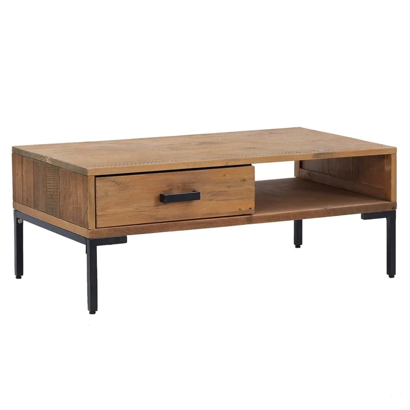 vidaXL Table Basse Table d'Appoint Bout de Canapé Meuble de Salle de Séjour Table de Salon Intérieur 90x50x35 cm Bois de Pin Massif Recyclé