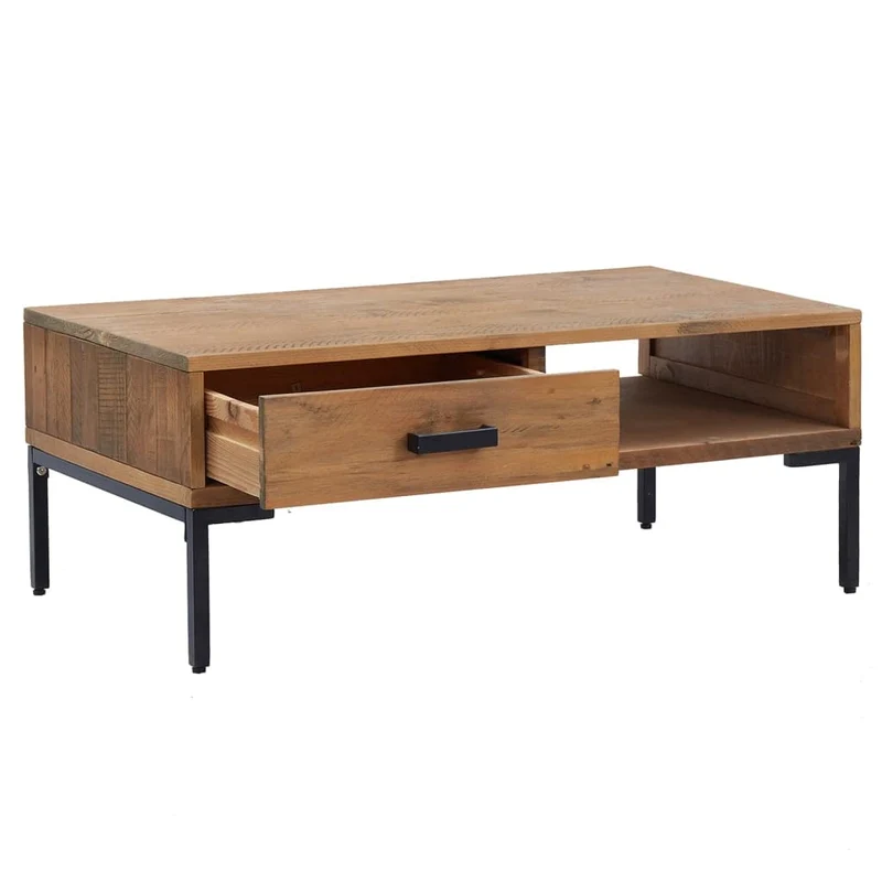 vidaXL Table Basse Table d'Appoint Bout de Canapé Meuble de Salle de Séjour Table de Salon Intérieur 90x50x35 cm Bois de Pin Massif Recyclé