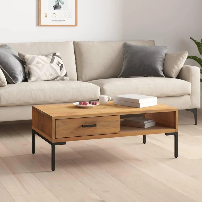 vidaXL Table Basse Table d'Appoint Bout de Canapé Meuble de Salle de Séjour Table de Salon Intérieur 90x50x35 cm Bois de Pin Massif Recyclé