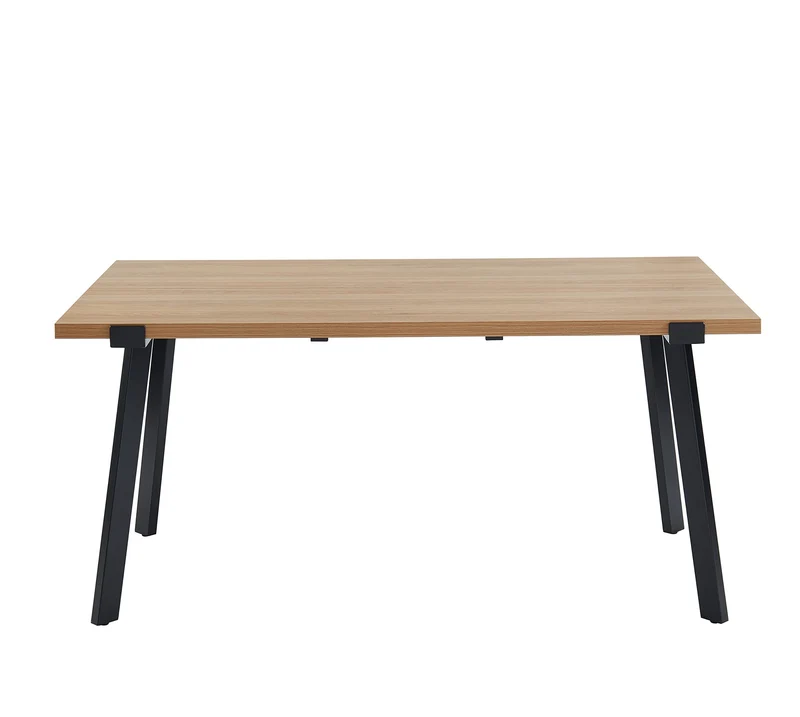 BAÏTA Table à Manger Felix - Effet Bois et métal Noir - L160cm - 4 Personnes
