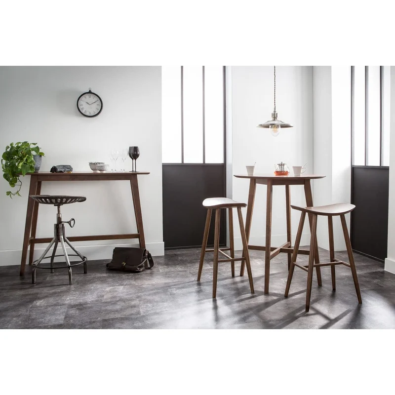 Miliboo Tabouret de Bar Design Noyer H72 cm DEMORY