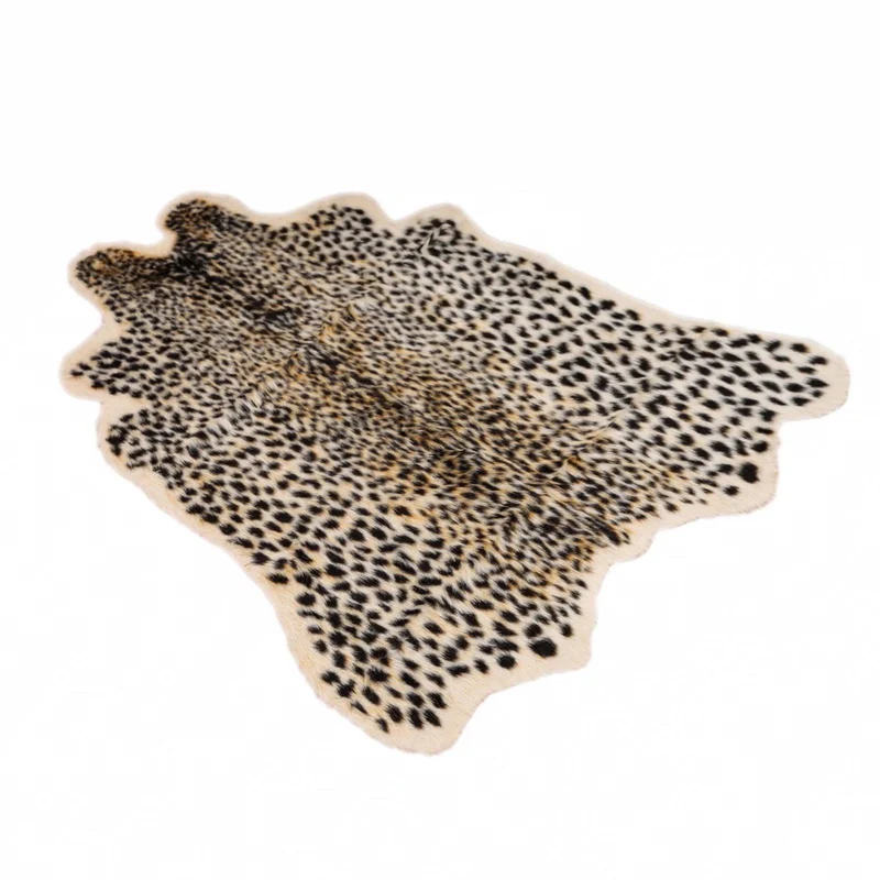 Tapis à imprimé léopard en fausse fourrure de 0,9 x 1 m, convient pour chambre à coucher, salon, décoration occidentale, moquette en fausse fourrure de vache, noir et marron