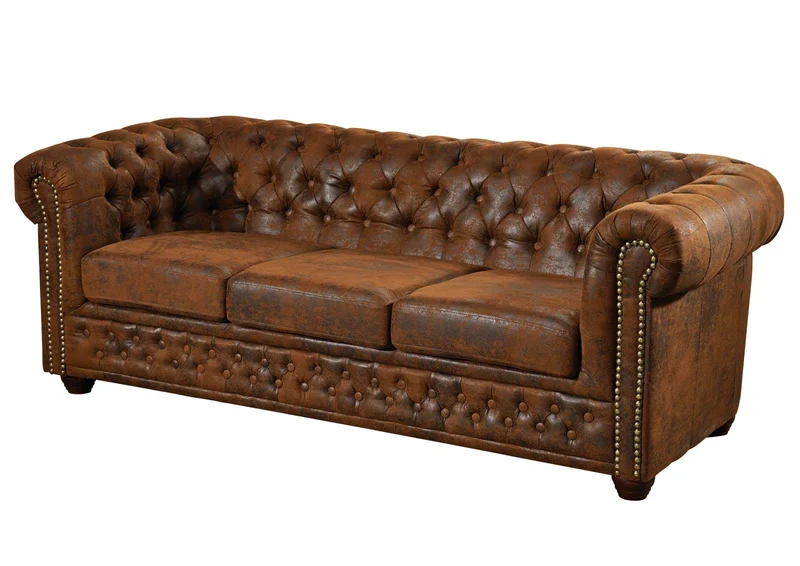 MASSIVMOEBEL24.DE Canapé Chesterfield (Brun Café) - Chesterfield