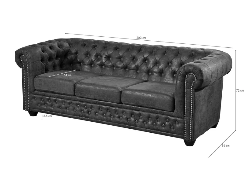 MASSIVMOEBEL24.DE Canapé Chesterfield (Brun Café) - Chesterfield