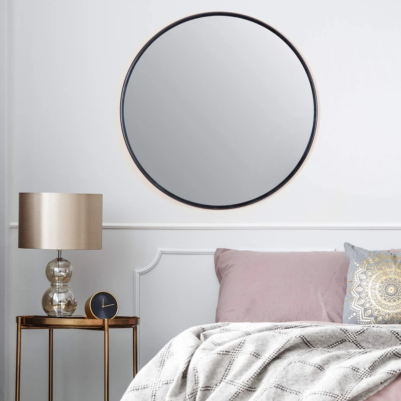 Decorline Adelina Miroir circulaire Noir 76,2 x 76,2 cm