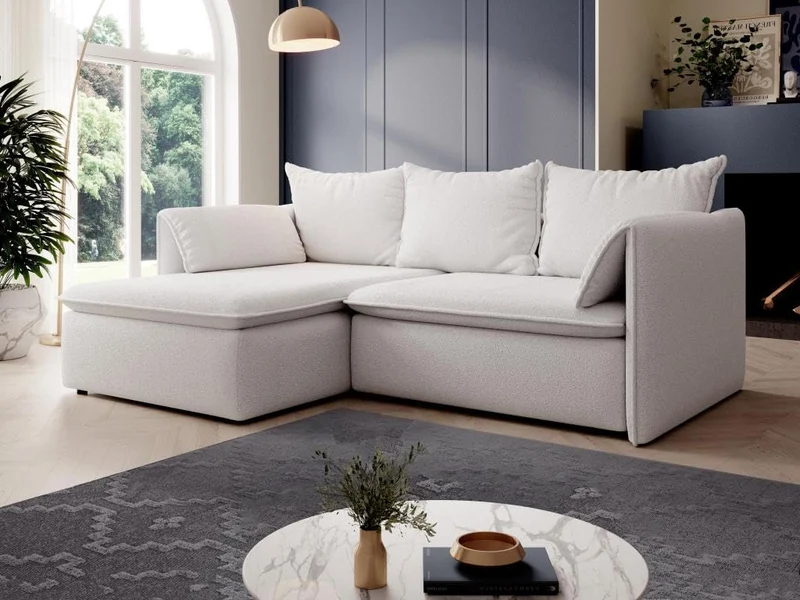 Vente-unique - Canapé d'angle Gauche Convertible en Tissu texturé Beige Teodora