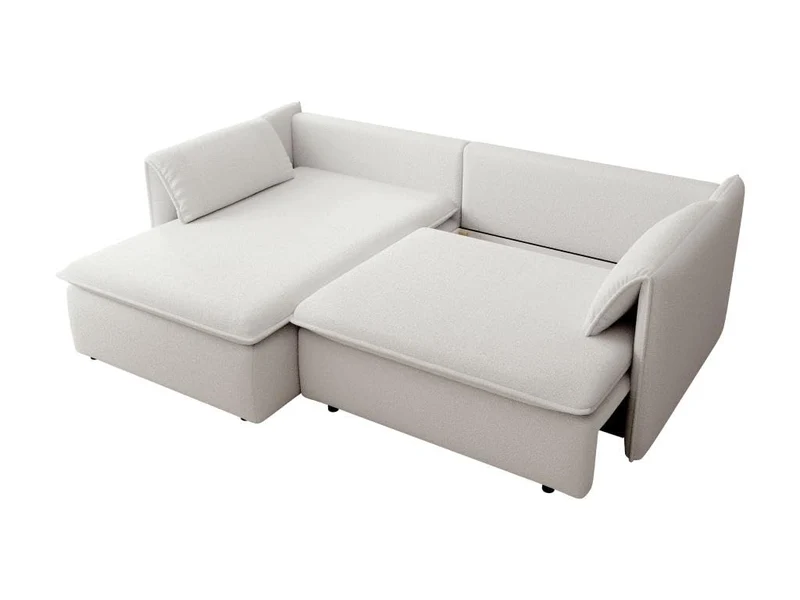 Vente-unique - Canapé d'angle Gauche Convertible en Tissu texturé Beige Teodora
