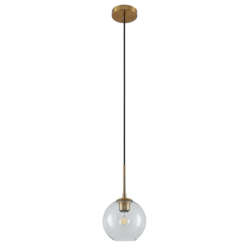 Lindby Suspension en verre Tiruma à intensité variable (Moderne) Bronze Métal e. a. pour Salon & Salle manger (1 lampe,à E27), Luminaire, Lampe plafond, Luminaire Plafonnier,