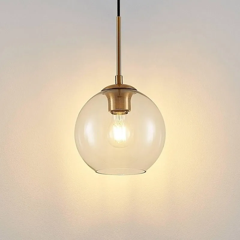 Lindby Suspension en verre Tiruma à intensité variable (Moderne) Bronze Métal e. a. pour Salon & Salle manger (1 lampe,à E27), Luminaire, Lampe plafond, Luminaire Plafonnier,