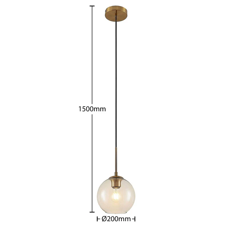 Lindby Suspension en verre Tiruma à intensité variable (Moderne) Bronze Métal e. a. pour Salon & Salle manger (1 lampe,à E27), Luminaire, Lampe plafond, Luminaire Plafonnier,