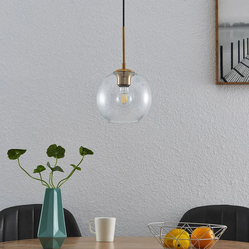 Lindby Suspension en verre Tiruma à intensité variable (Moderne) Bronze Métal e. a. pour Salon & Salle manger (1 lampe,à E27), Luminaire, Lampe plafond, Luminaire Plafonnier,