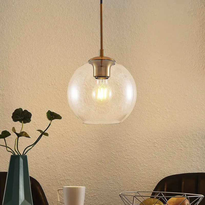 Lindby Suspension en verre Tiruma à intensité variable (Moderne) Bronze Métal e. a. pour Salon & Salle manger (1 lampe,à E27), Luminaire, Lampe plafond, Luminaire Plafonnier,