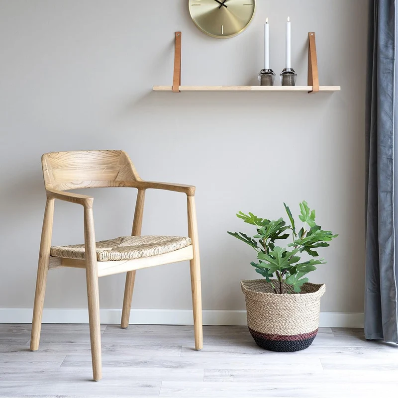AltoBuy Vancouver - Lot de 2 Chaises en Bois de Sungai et Assise en Paille Naturelle