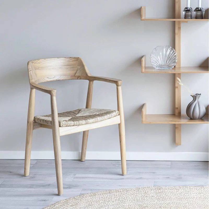 AltoBuy Vancouver - Lot de 2 Chaises en Bois de Sungai et Assise en Paille Naturelle