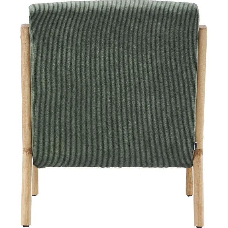HOMIFAB Fauteuil en Bois et Velours côtelé Vert - Lanna