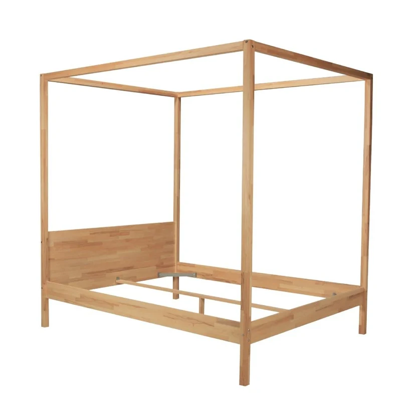 WEBER INDUSTRIES LIT Double À BALDAQUIN Romance 160X200 / HÊTRE Massif Huile