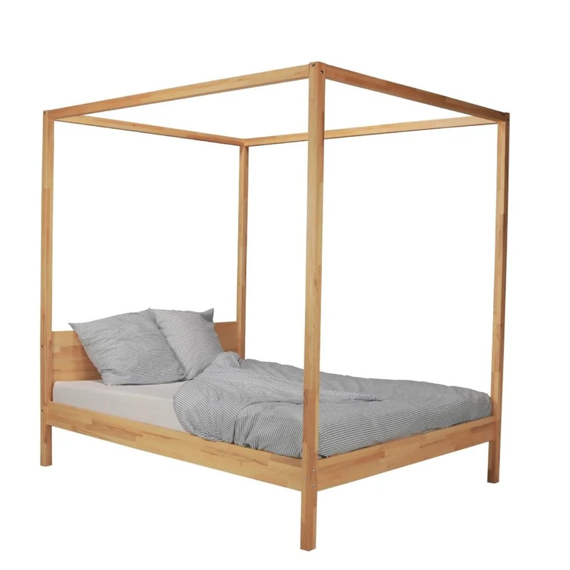 WEBER INDUSTRIES LIT Double À BALDAQUIN Romance 160X200 / HÊTRE Massif Huile