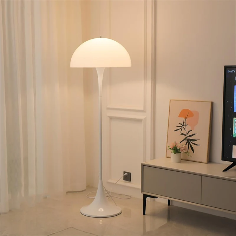 Lampes Standard de Salon Lampadaire Moderne pour Salon Champignon Semi-Circulaire pour Chambre Abat-Jour Rond en Acrylique Blanc Champignon Lampe de Lecture sur Pied pour Coin de c
