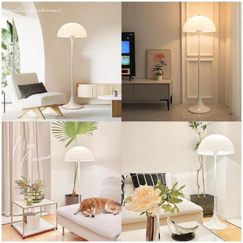 Lampes Standard de Salon Lampadaire Moderne pour Salon Champignon Semi-Circulaire pour Chambre Abat-Jour Rond en Acrylique Blanc Champignon Lampe de Lecture sur Pied pour Coin de c