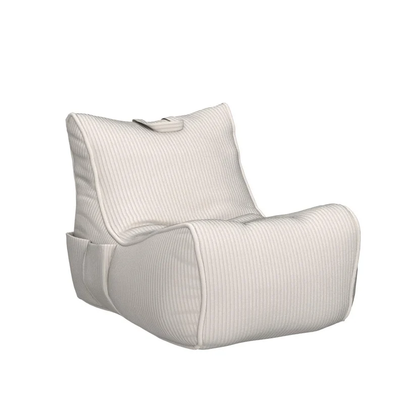Ecopuf Flavio Chaise Longue Pouf Fauteuil Velours - Pouf Salon avec Pochette et Poignée, Rembourré - Fauteuil Relax Salon - Canapé Pouf - Pouf Chambre - Blanc crème Sz03