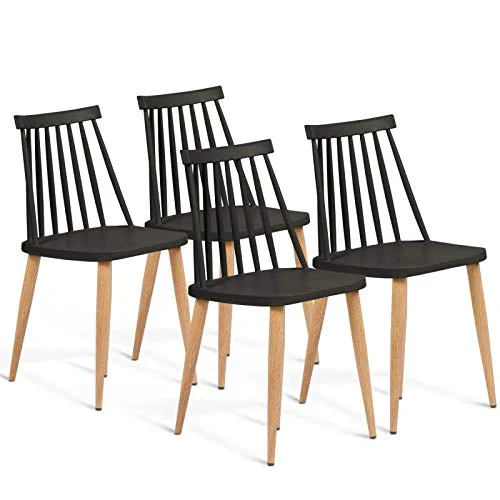 IDMarket - Lot de 4 chaises Lily Noires pour Salle à Manger