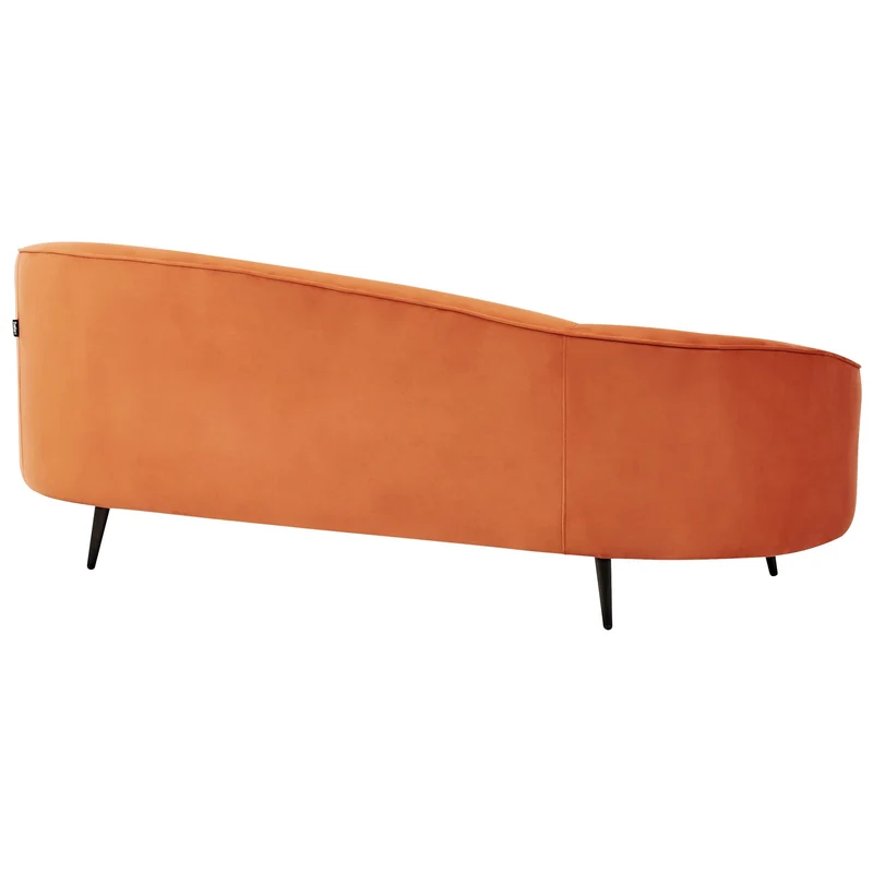 Canapé en Velours Courbé Glamour Orange à 3 Places Pieds Dorés Brillants Savar