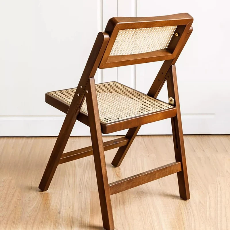Mgchowue Lot de 2 Chaise Pliante en Rotin, Rétro Dossier Chaise de Loisirs en Bois Massif, Simple Chaise de Salle À Manger pour Salle À Manger Salon Jardin (Color : 1pcs)