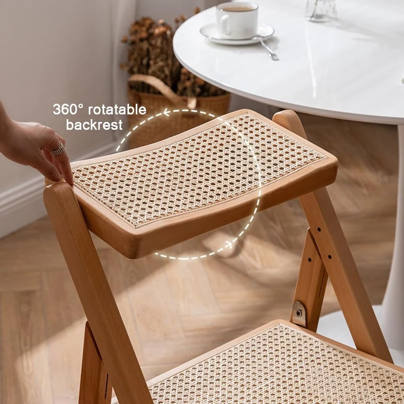 Mgchowue Lot de 2 Chaise Pliante en Rotin, Rétro Dossier Chaise de Loisirs en Bois Massif, Simple Chaise de Salle À Manger pour Salle À Manger Salon Jardin (Color : 1pcs)